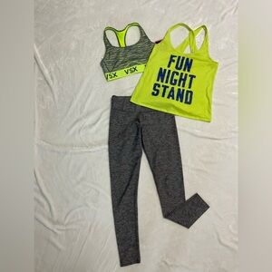 Victorias Secret Sport Green Yellow and Gray Workout Ensemble
